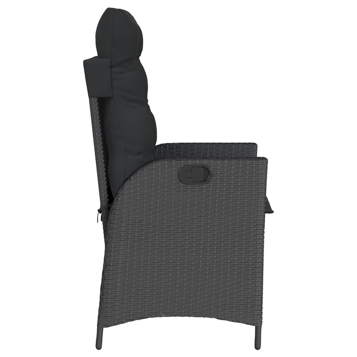 havestole med hynder 2 stk. justerbart ryglæn polyrattan sort
