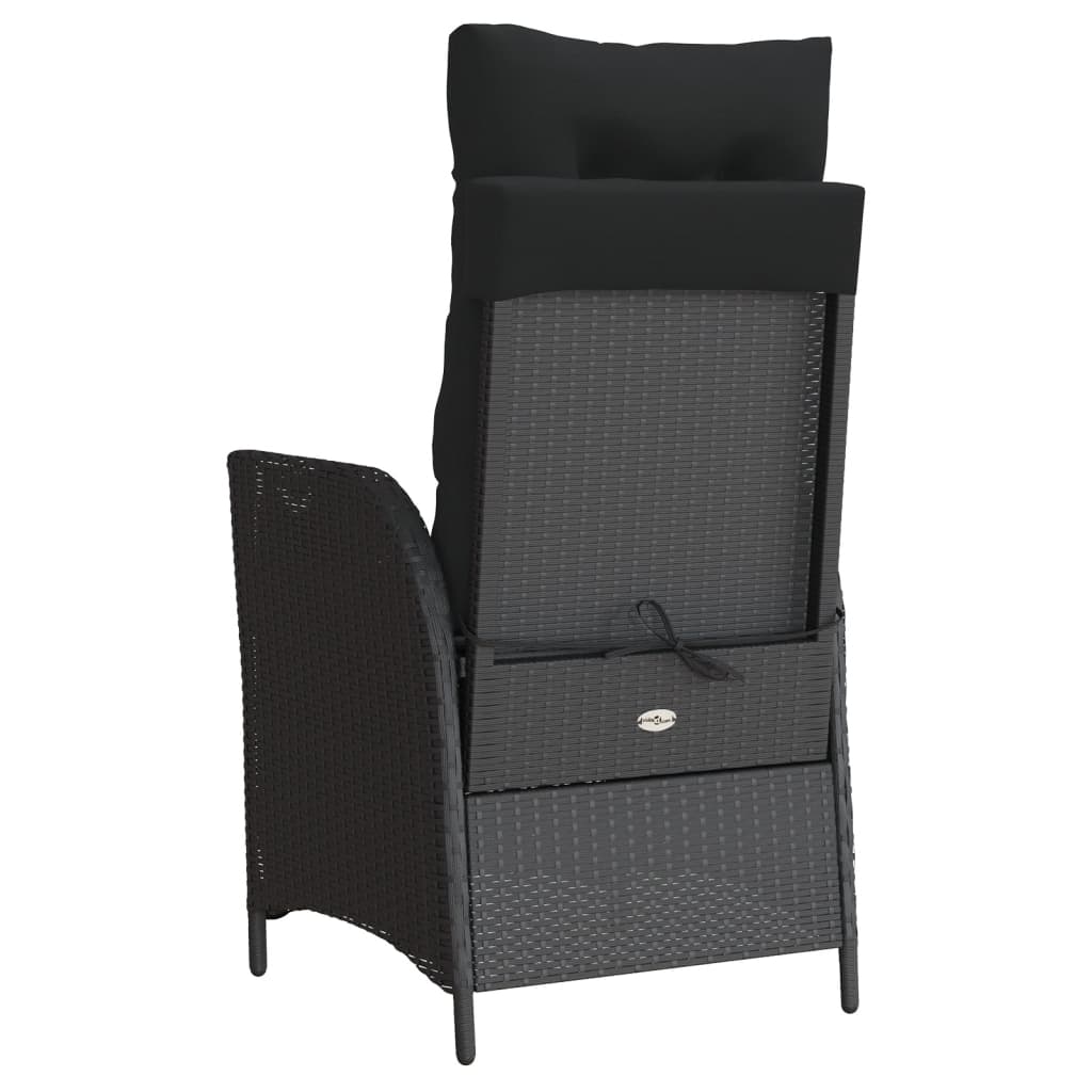 havestole med hynder 2 stk. justerbart ryglæn polyrattan sort