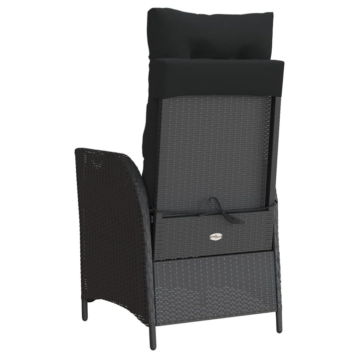 havestole med hynder 2 stk. justerbart ryglæn polyrattan sort