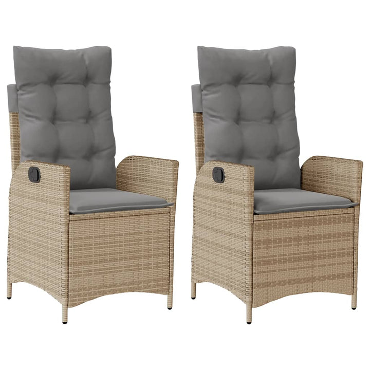havestole 2 stk. lænefunktion + hynder polyrattan blandet beige