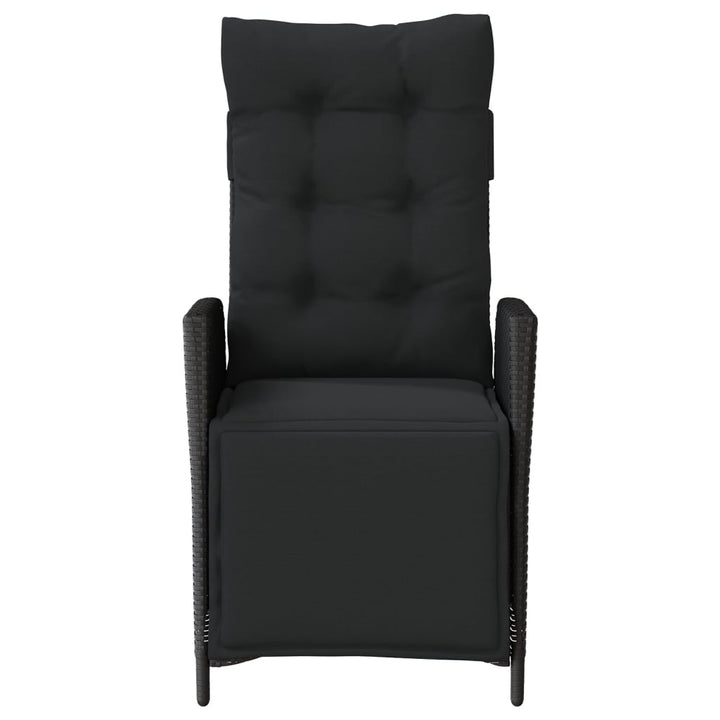 havestol med justerbart ryglæn og fodstøtte polyrattan sort