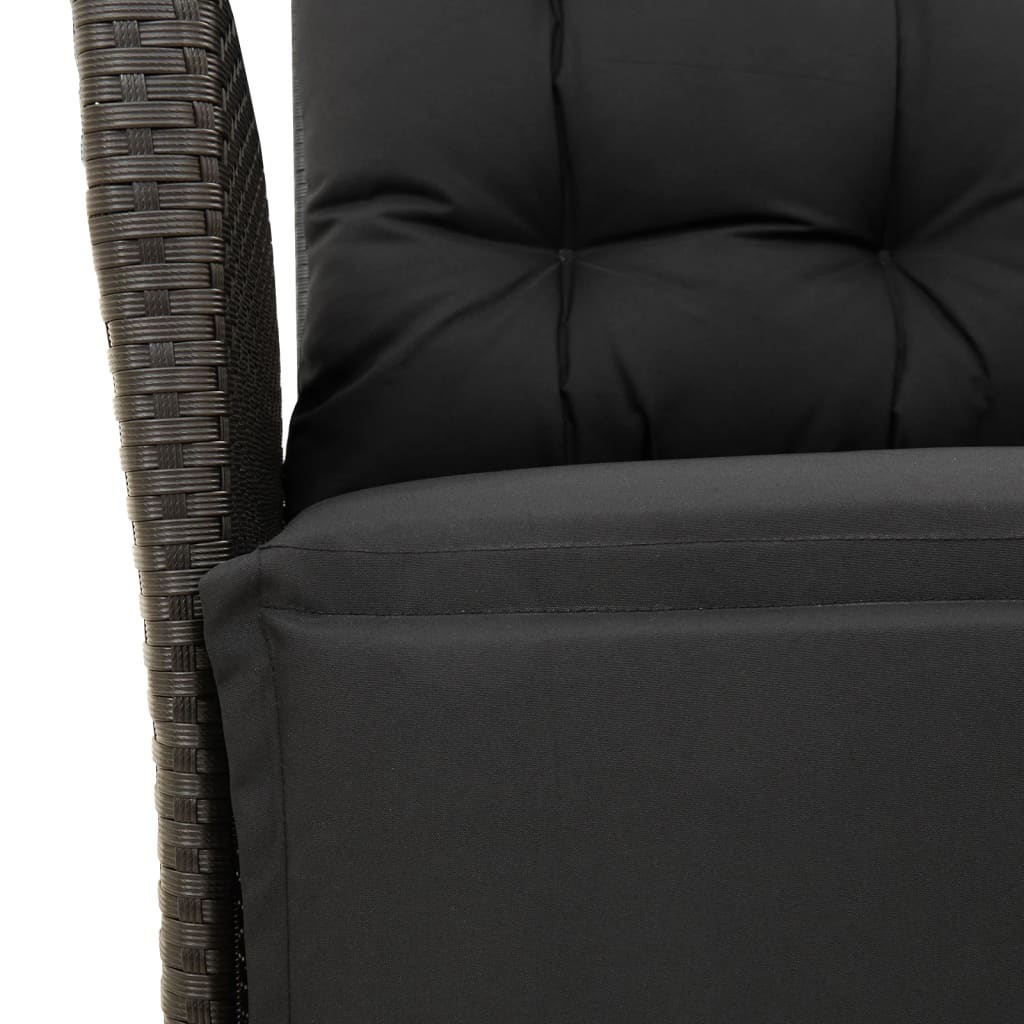 havestol med justerbart ryglæn og fodstøtte polyrattan sort