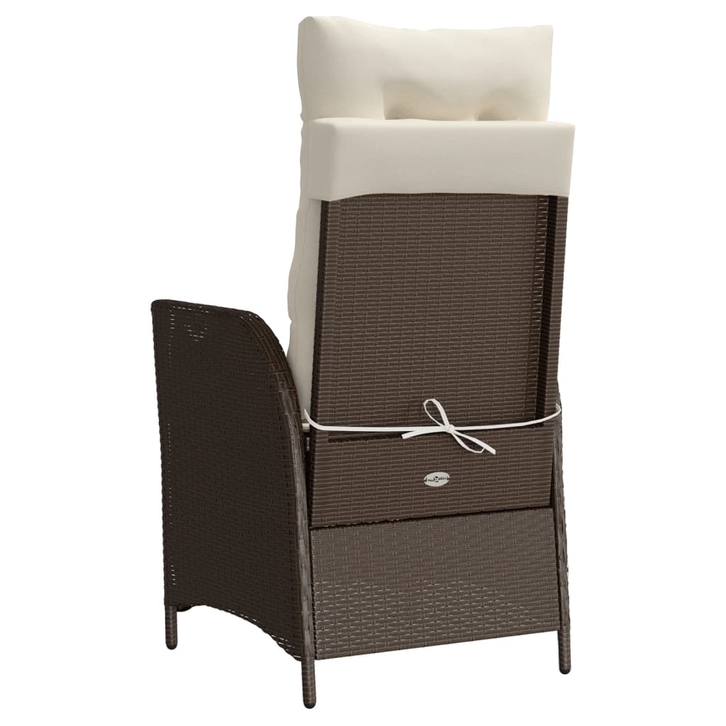 havestol med lænefunktion og fodstøtte polyrattan brun