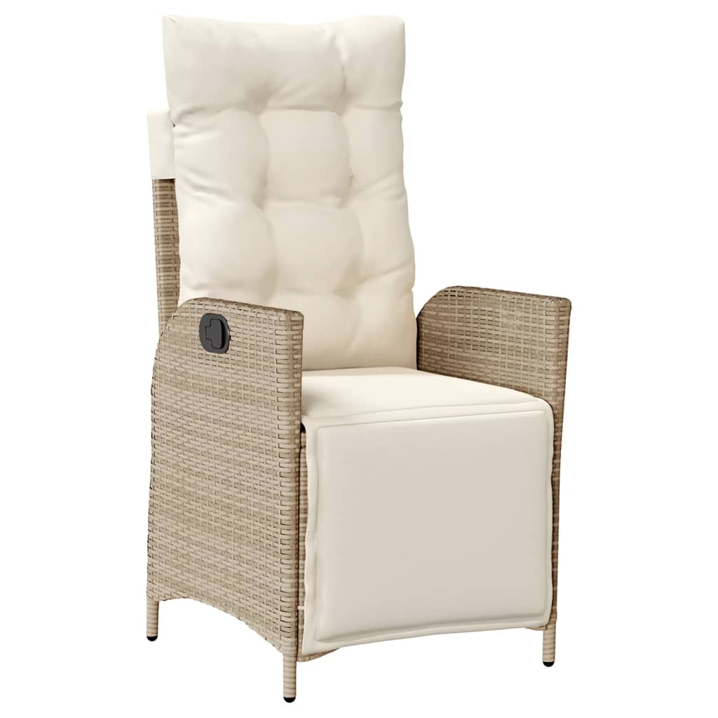 havestol med lænefunktion og fodstøtte polyrattan beige