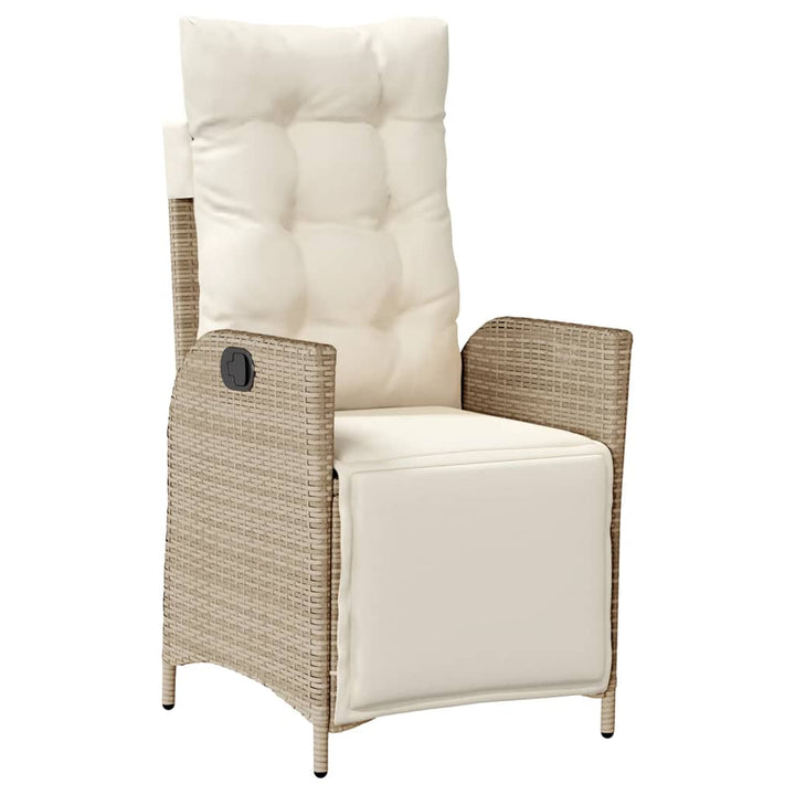 havestol med lænefunktion og fodstøtte polyrattan beige