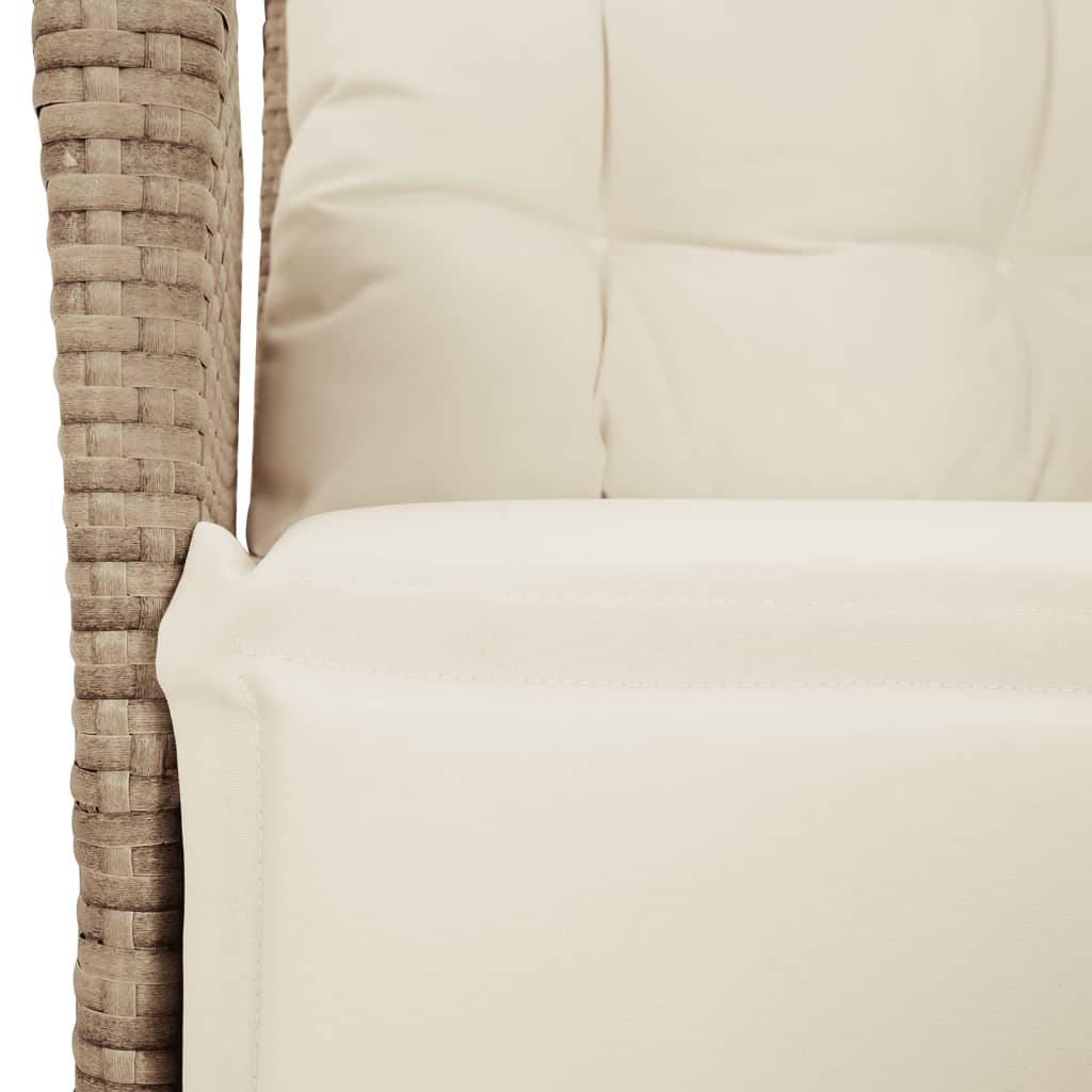 havestol med lænefunktion og fodstøtte polyrattan beige