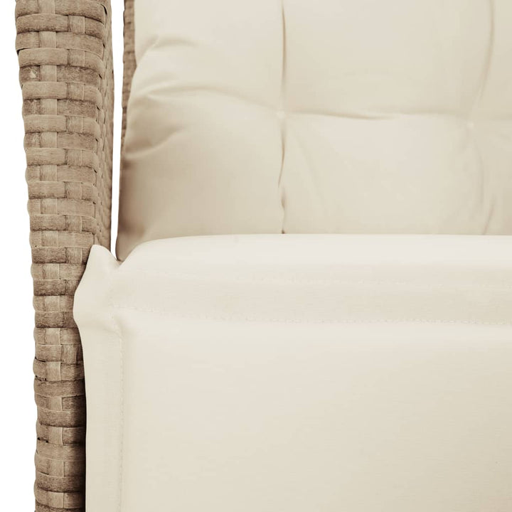 havestol med lænefunktion og fodstøtte polyrattan beige