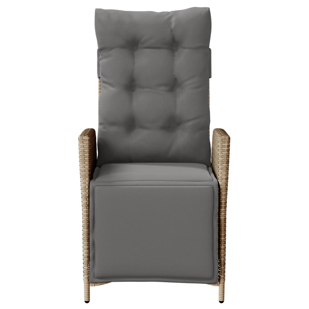 havestol med lænefunktion og fodstøtte polyrattan blandet beige