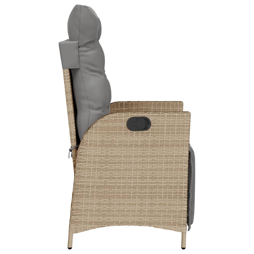 havestol med lænefunktion og fodstøtte polyrattan blandet beige