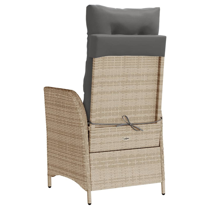 havestol med lænefunktion og fodstøtte polyrattan blandet beige