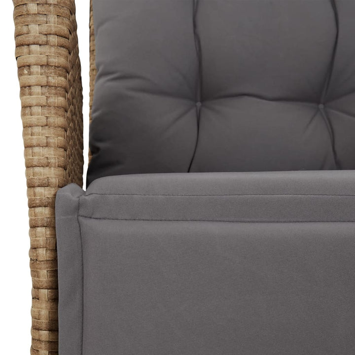 havestol med lænefunktion og fodstøtte polyrattan blandet beige