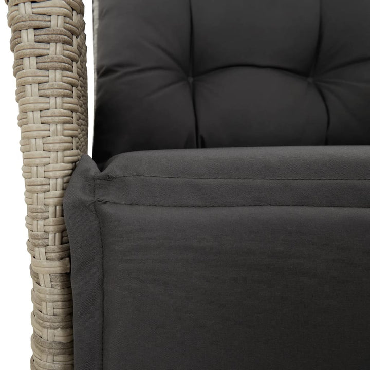 havestol med lænefunktion og fodstøtte polyrattan lysegrå