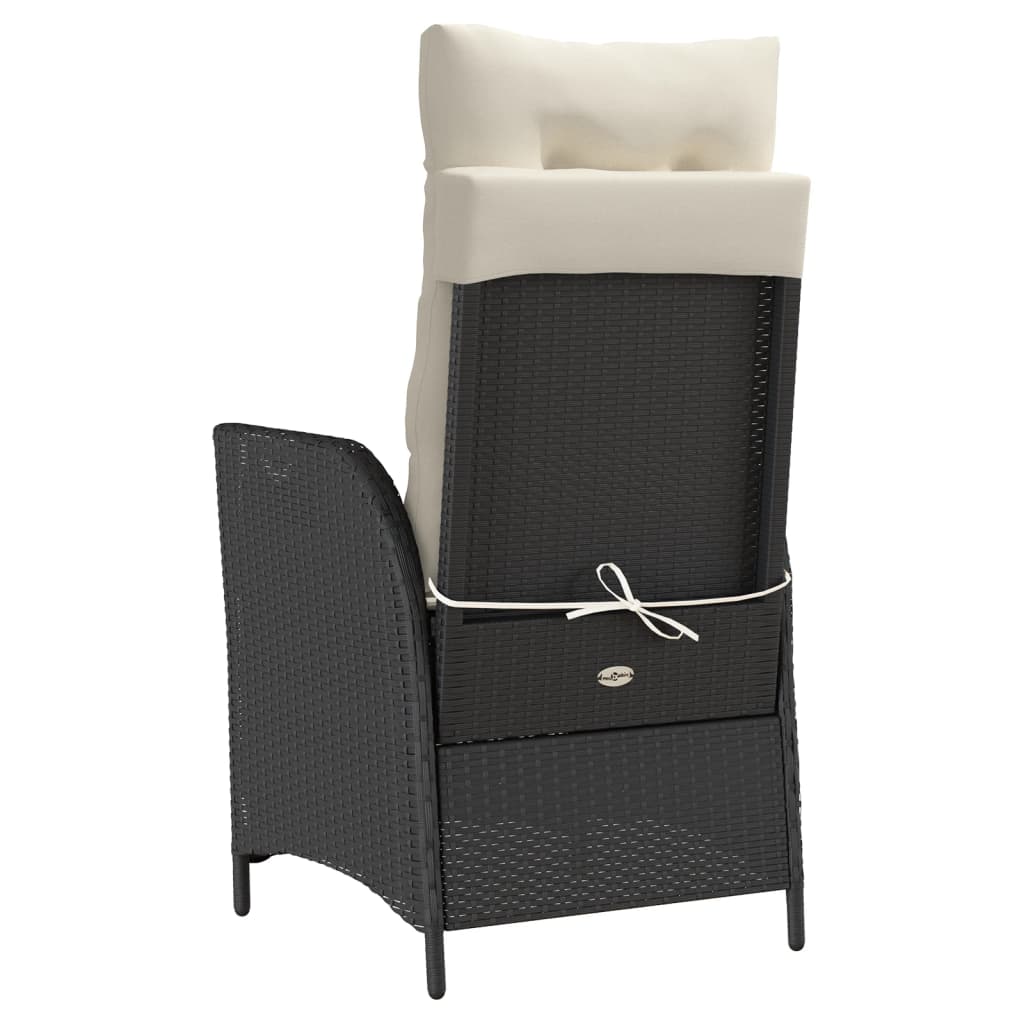 havestole 2 stk. med lænefunktion og fodstøtte polyrattan sort