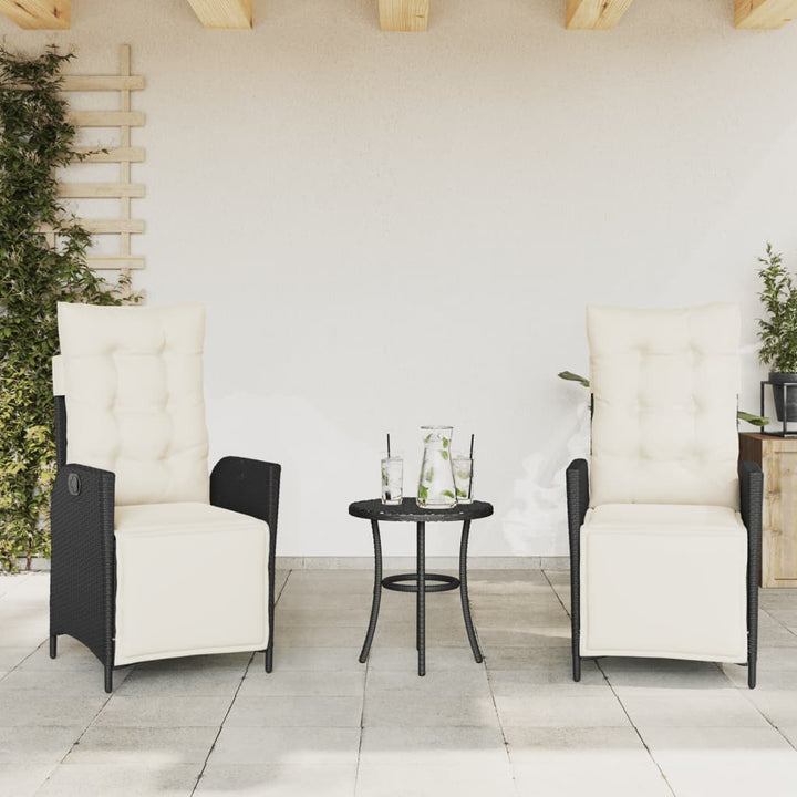 havestole 2 stk. med lænefunktion og fodstøtte polyrattan sort