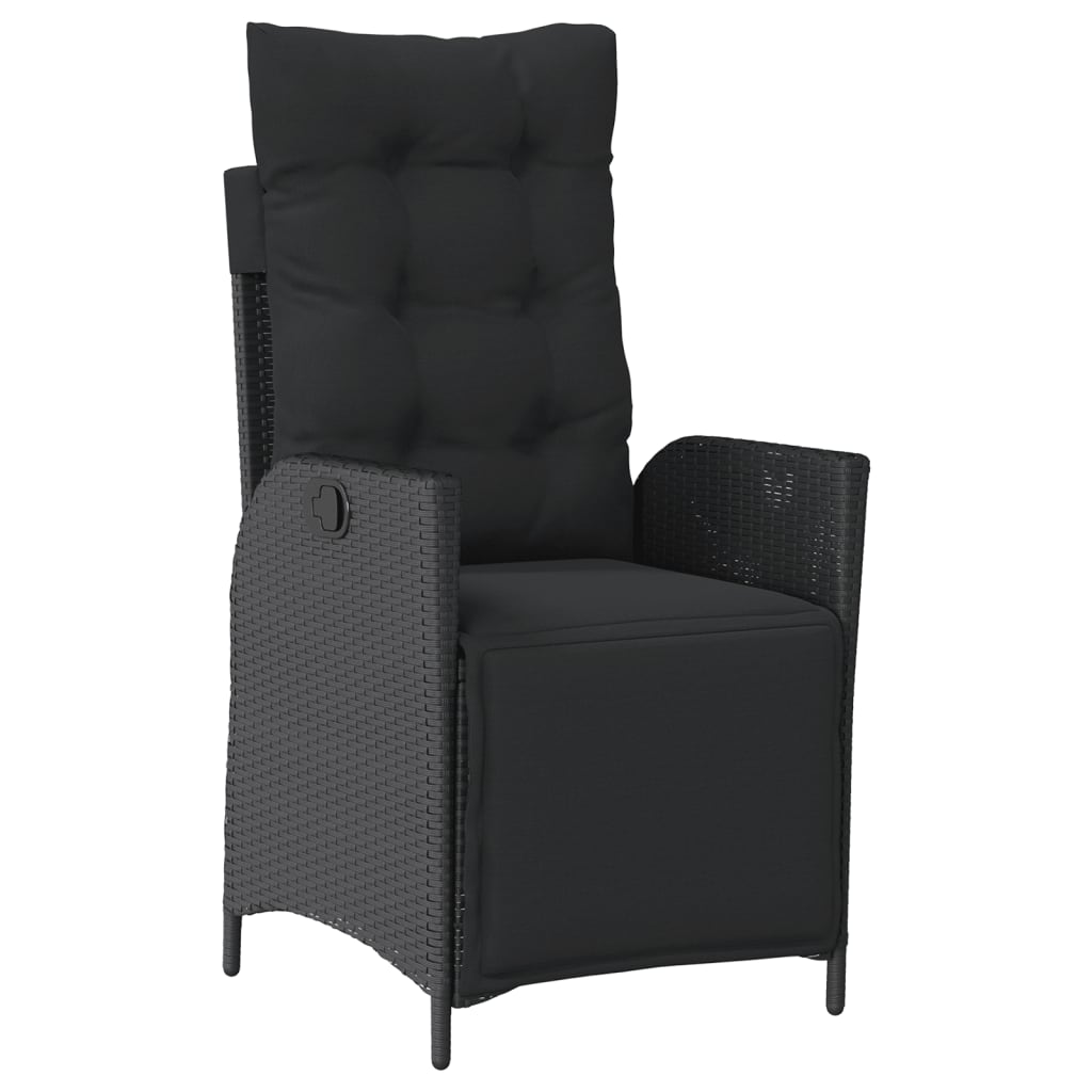 havestole 2 stk. med lænefunktion og fodstøtte polyrattan sort