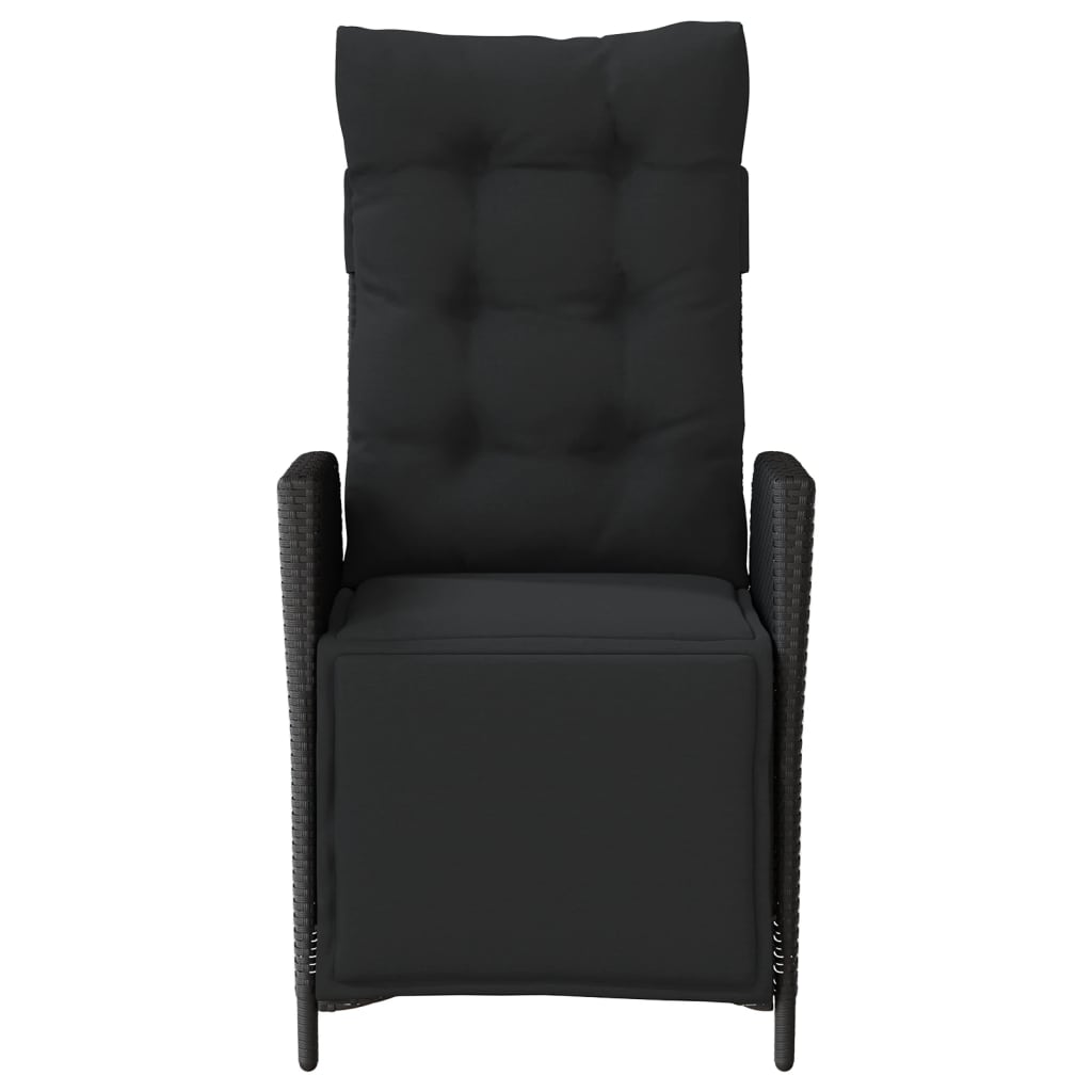 havestole 2 stk. med lænefunktion og fodstøtte polyrattan sort