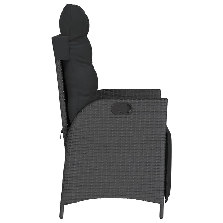 havestole 2 stk. med lænefunktion og fodstøtte polyrattan sort
