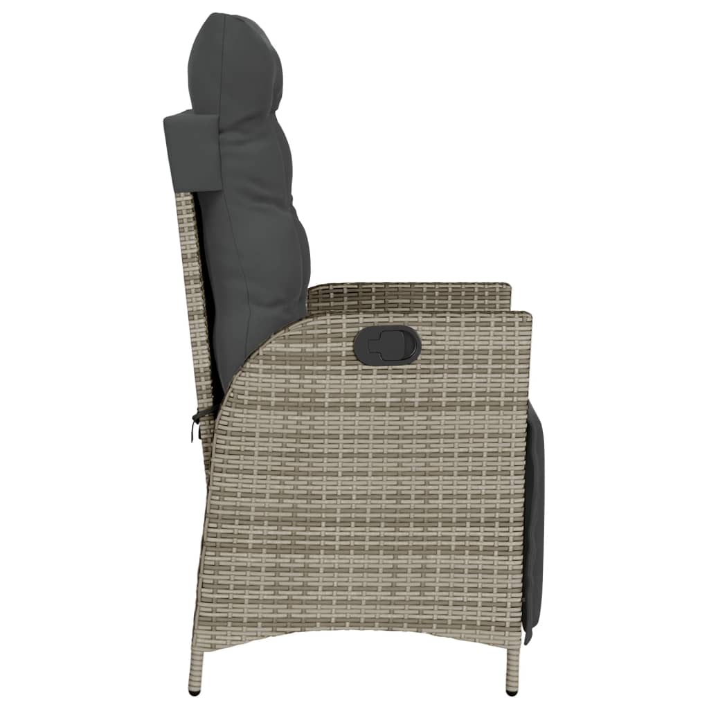 havestole 2 stk. med lænefunktion og fodstøtte polyrattan grå