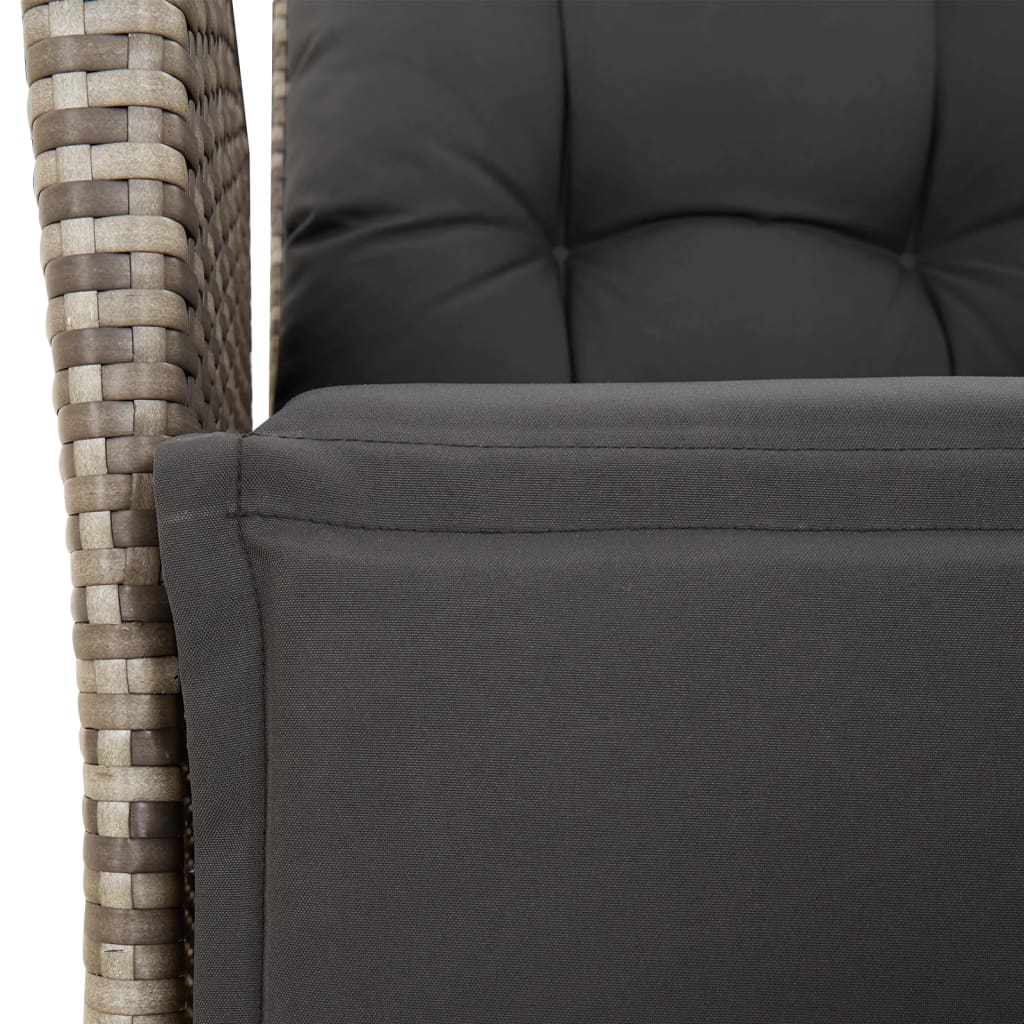 havestole 2 stk. med lænefunktion og fodstøtte polyrattan grå