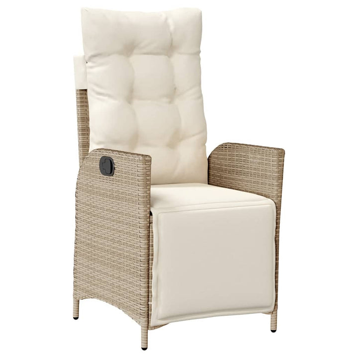 havestole 2 stk. med lænefunktion og fodstøtte polyrattan beige