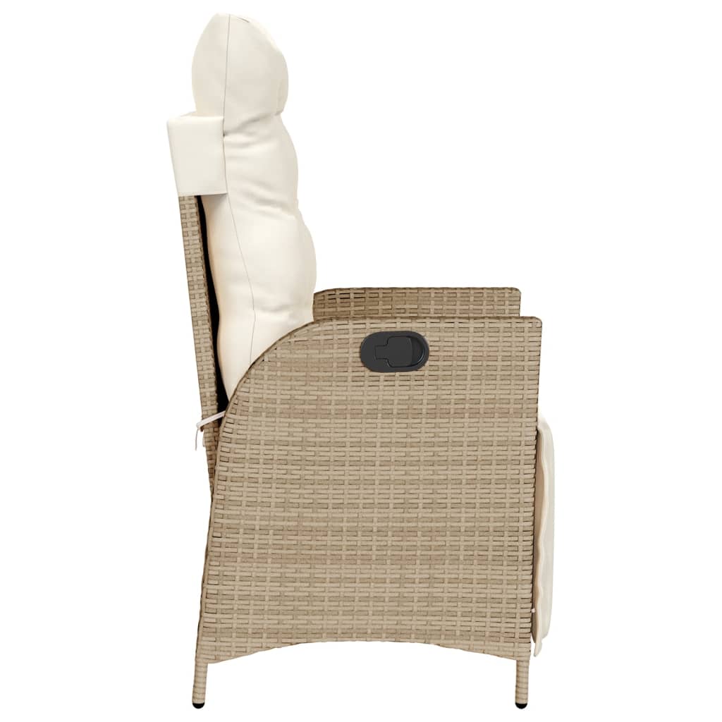 havestole 2 stk. med lænefunktion og fodstøtte polyrattan beige