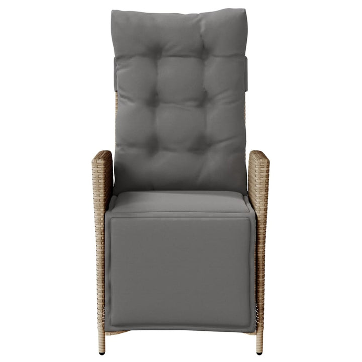 havestole 2 stk. lænefunktion og fodstøtte polyrattan beige
