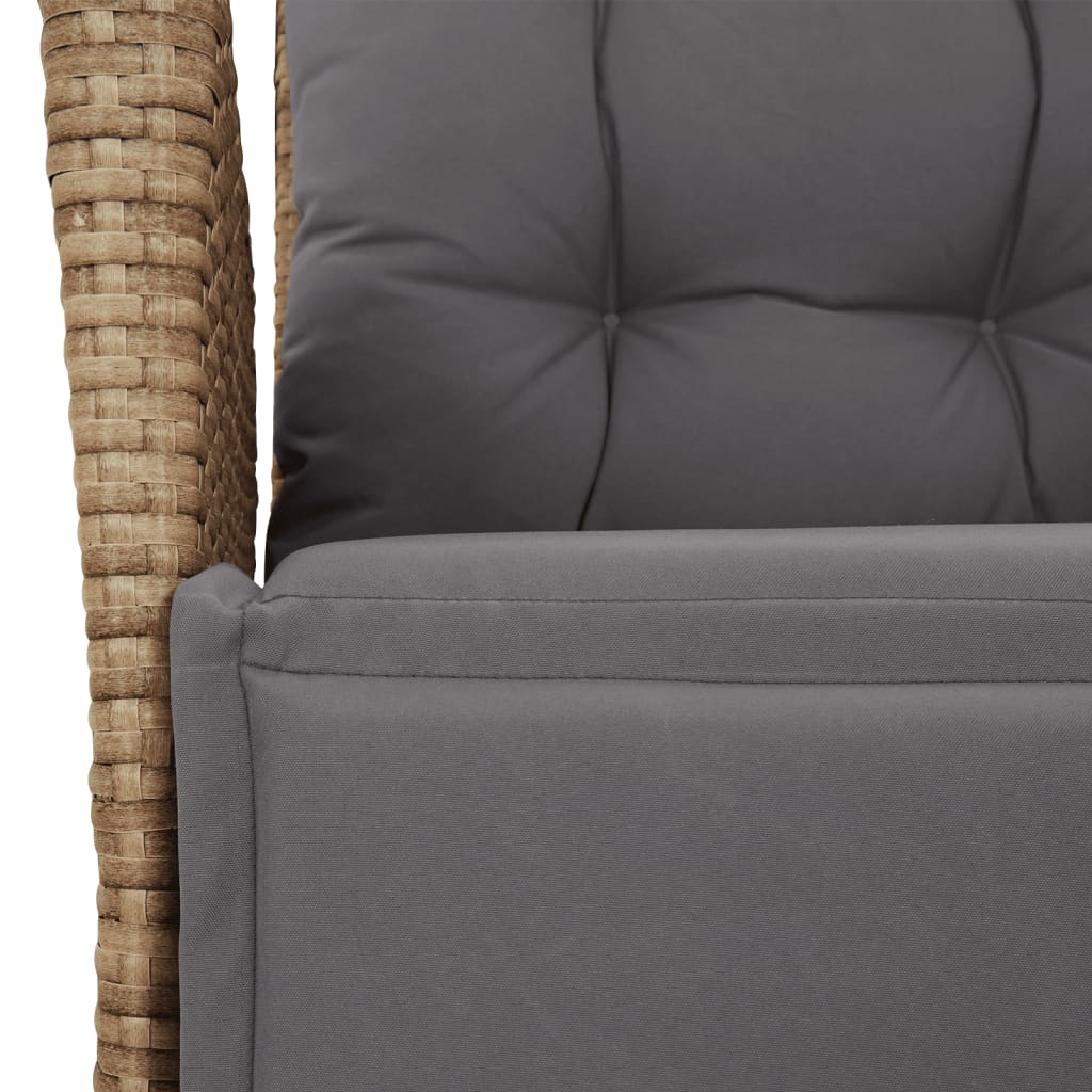 havestole 2 stk. lænefunktion og fodstøtte polyrattan beige