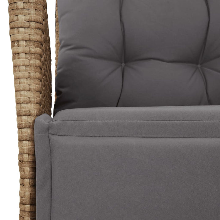 havestole 2 stk. lænefunktion og fodstøtte polyrattan beige