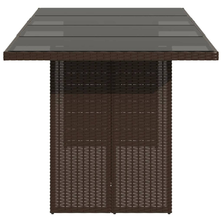 havebord med glastop 190x80x74 cm polyrattan brun