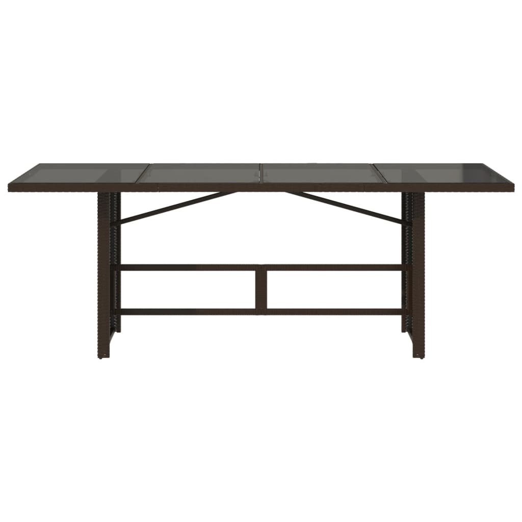 havebord med glastop 190x80x74 cm polyrattan brun