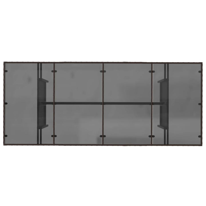 havebord med glastop 190x80x74 cm polyrattan brun