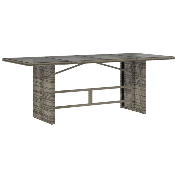 havebord med glastop 190x80x74 cm polyrattan grå