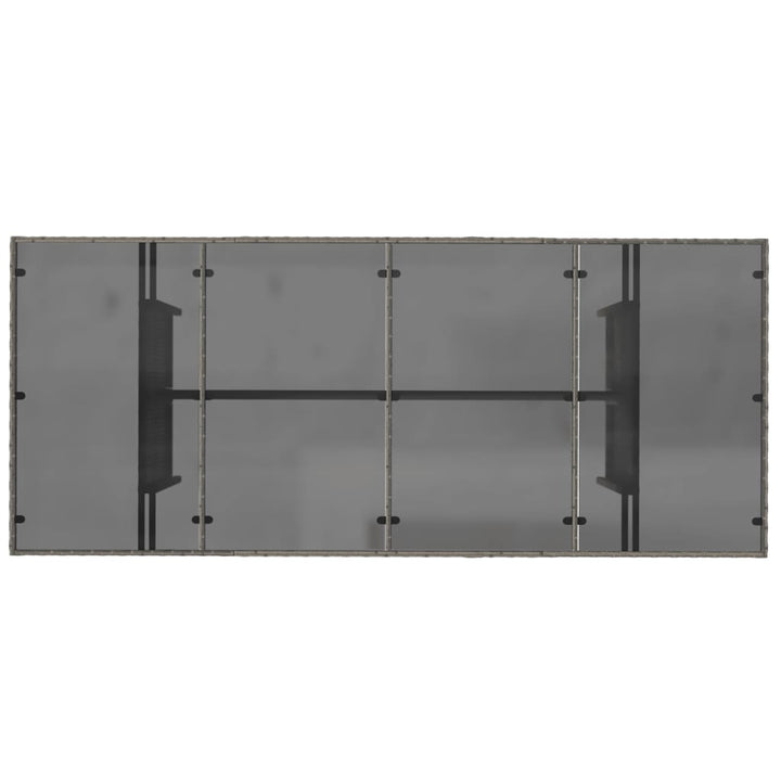 havebord med glastop 190x80x74 cm polyrattan grå