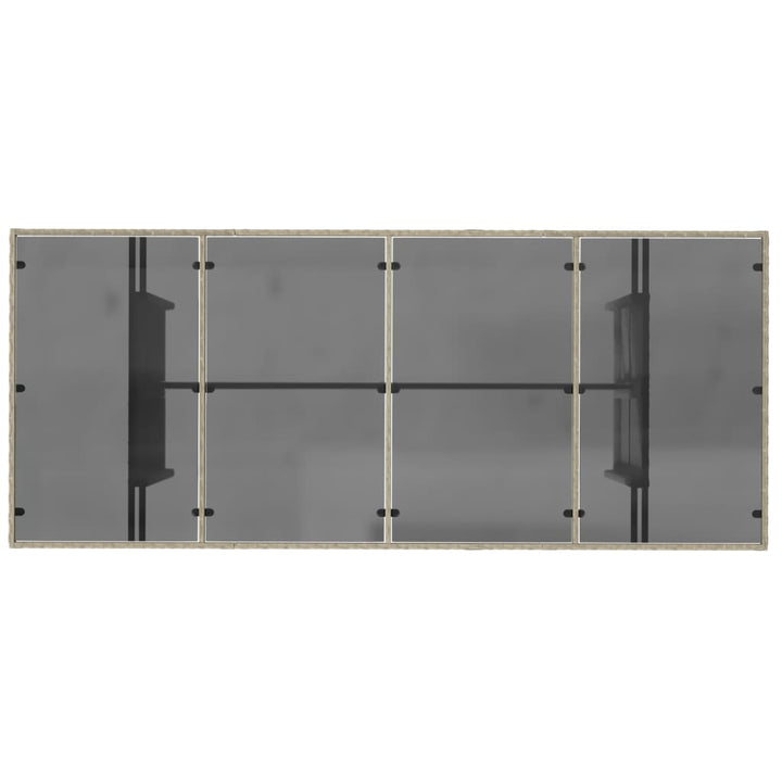 havebord med glastop 190x80x74 cm polyrattan lysegrå