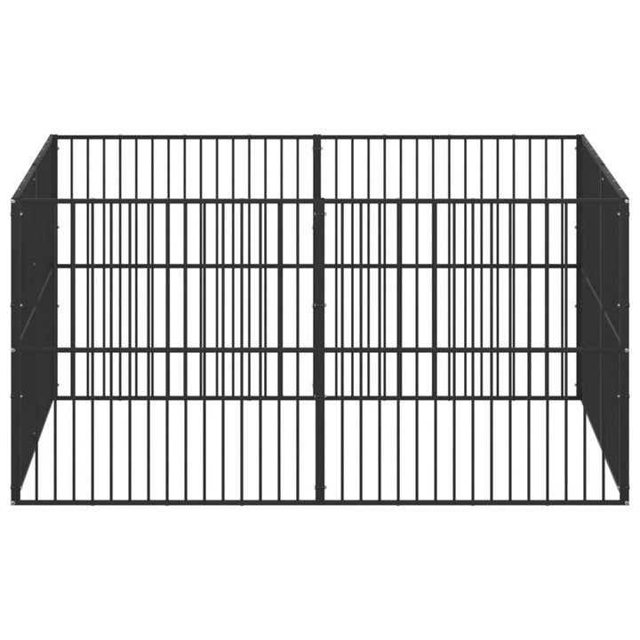 hundegård 8 paneler galvaniseret stål sort