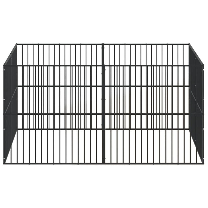 hundegård 8 paneler galvaniseret stål sort