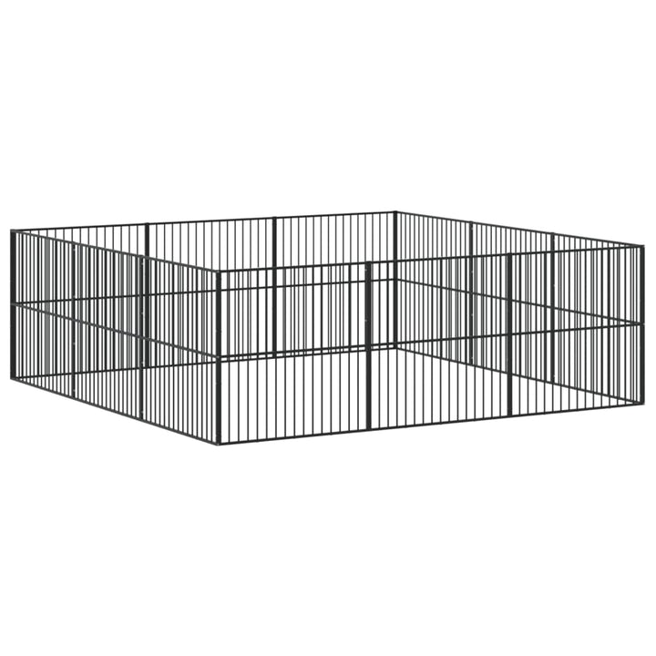 hundegård 12 paneler galvaniseret stål sort