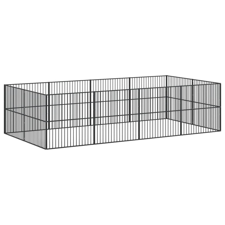 hundegård 12 paneler galvaniseret stål sort