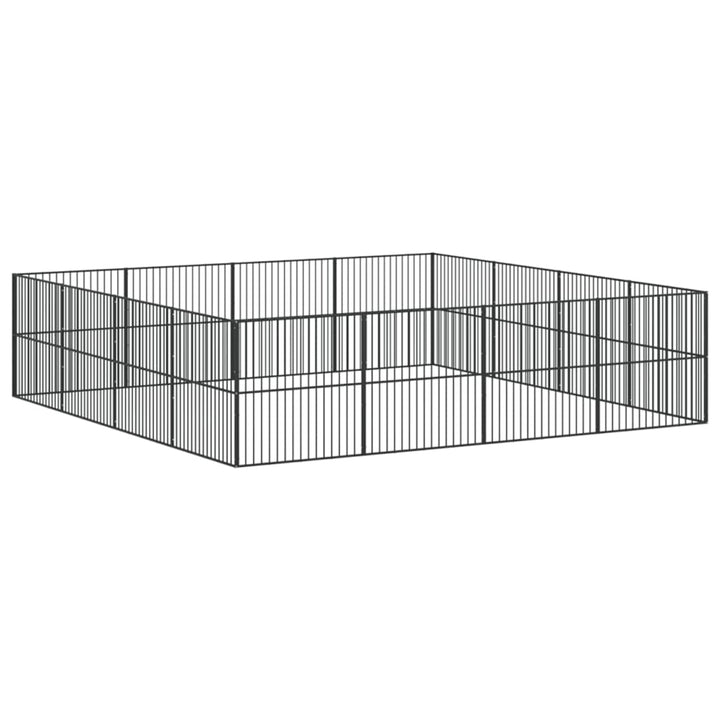 hundegård 16 paneler galvaniseret stål sort