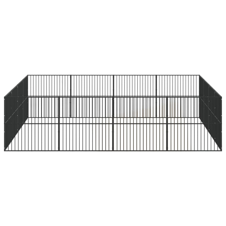 hundegård 16 paneler galvaniseret stål sort