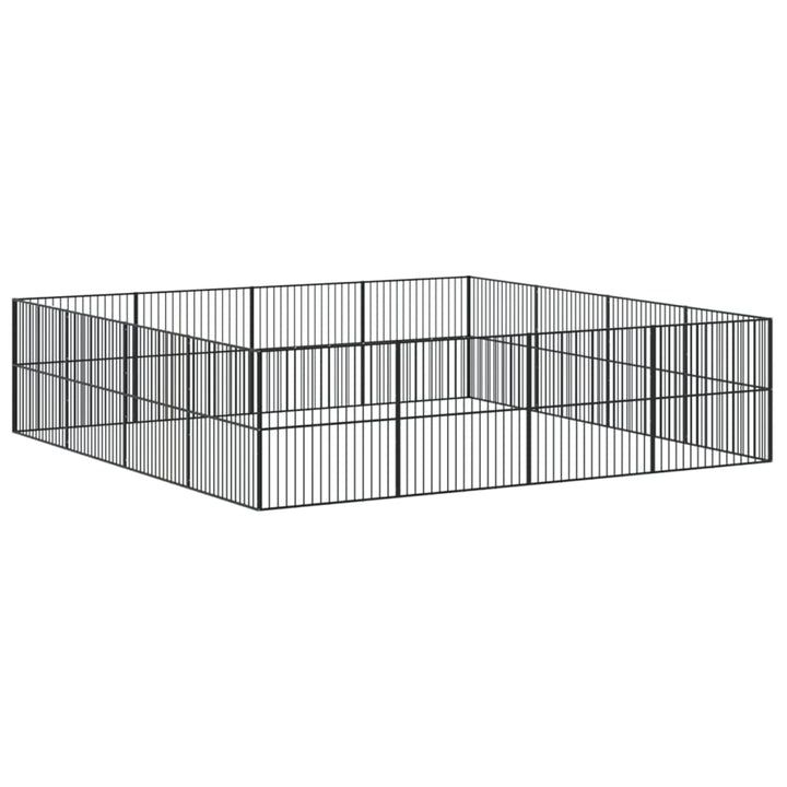 hundegård 16 paneler galvaniseret stål sort