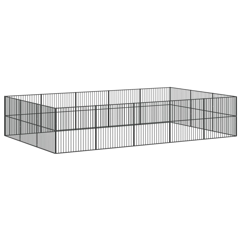 hundegård 16 paneler galvaniseret stål sort