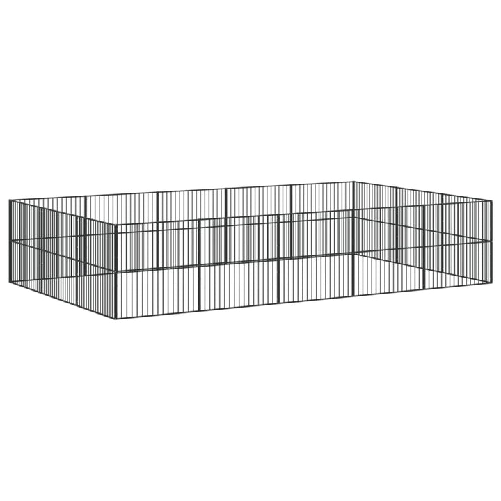 hundegård 16 paneler galvaniseret stål sort