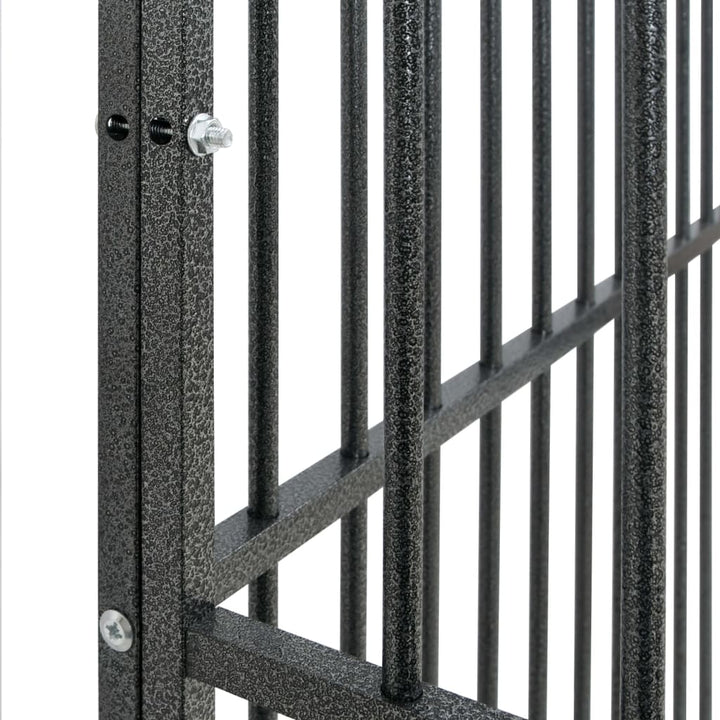 hundegård 16 paneler galvaniseret stål sort
