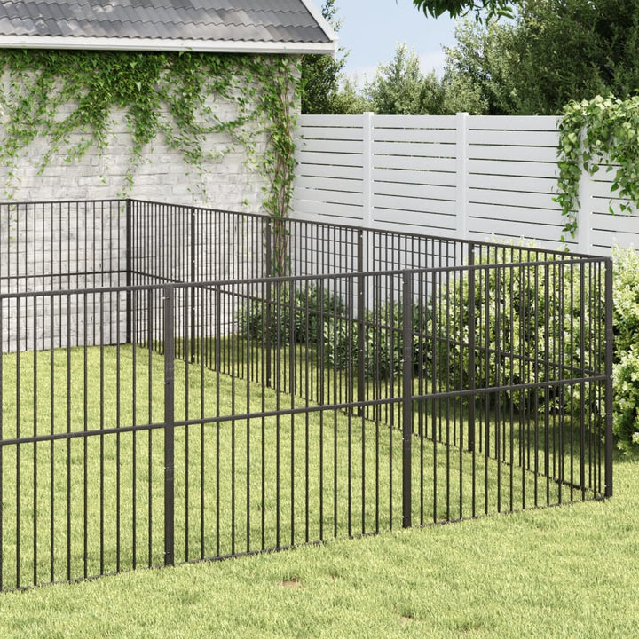 hundegård 20 paneler galvaniseret stål sort