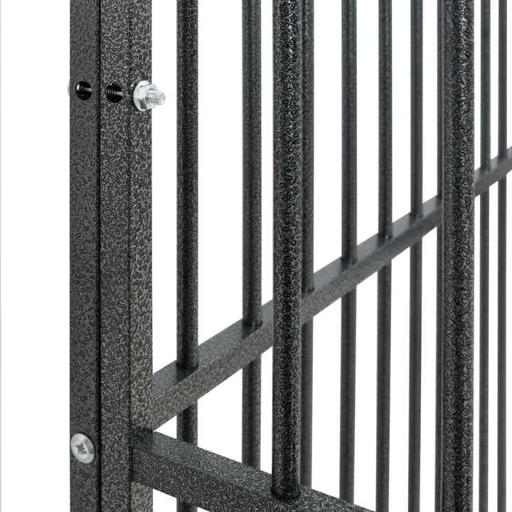 hundegård 20 paneler galvaniseret stål sort