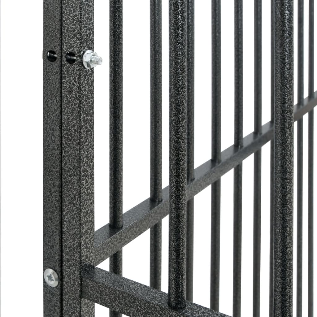 hundegård 8 paneler galvaniseret stål sort