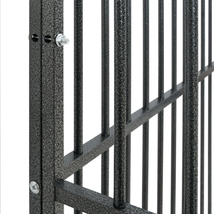 hundegård 8 paneler galvaniseret stål sort
