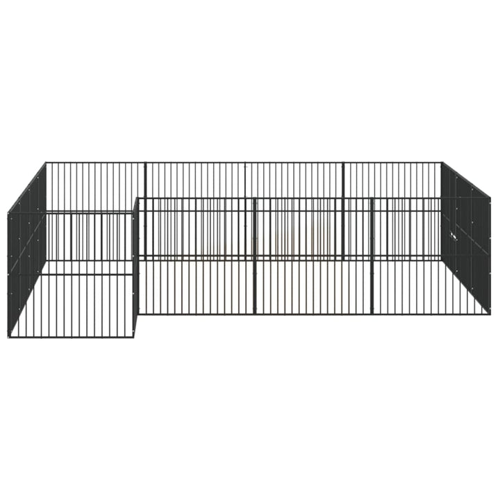 hundegård 16 paneler galvaniseret stål sort