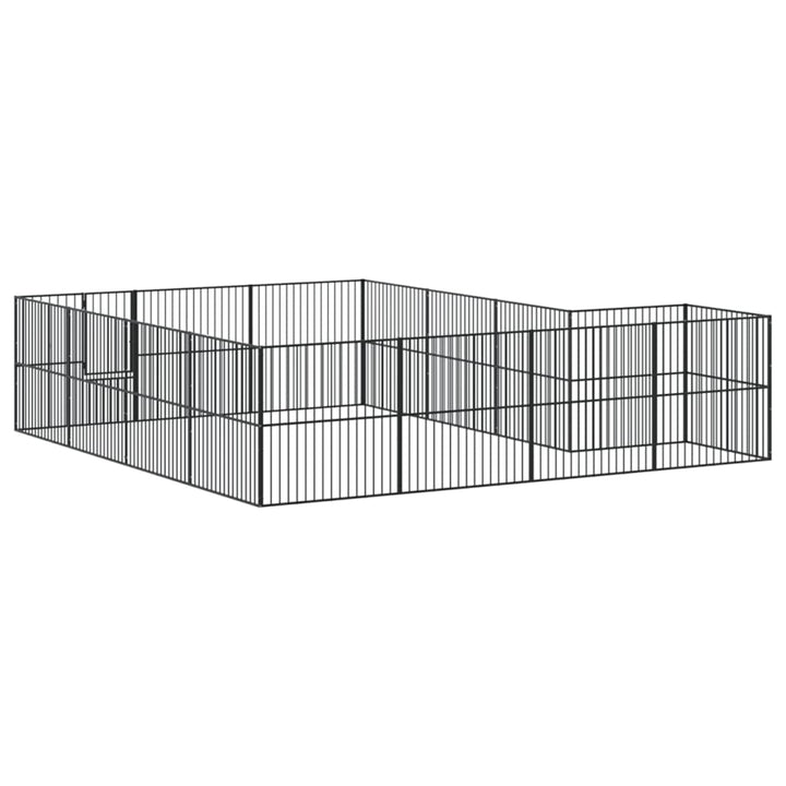 hundegård 16 paneler galvaniseret stål sort